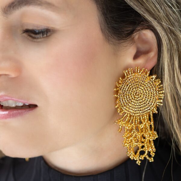 Handmade beaded earrings - Goldy - Image 2