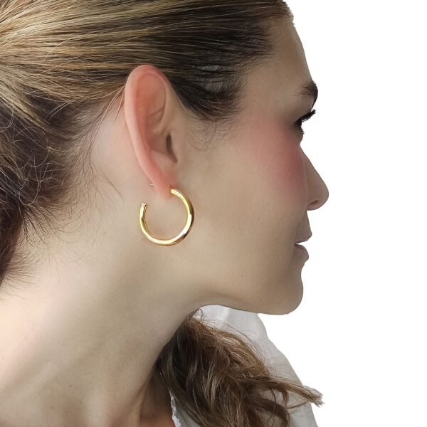 18k Hoop Earrings,Radiant Elegance: gold dainty hoops- Timeless Glamour, Everyday Luxury, and Effortless Style in One Stunning Pair! | 5 mm Thick Gold Plated Hoops - Image 3