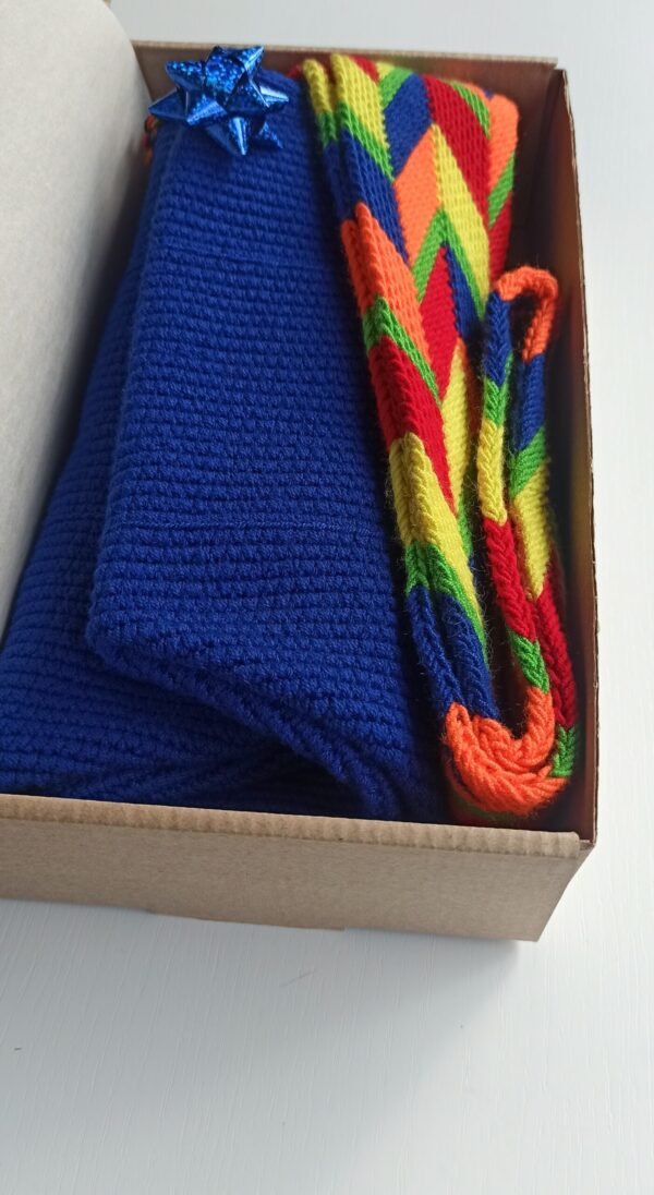 Mochila wayuu azul. Handmade Colombian Large Wayuu bag. - Image 10