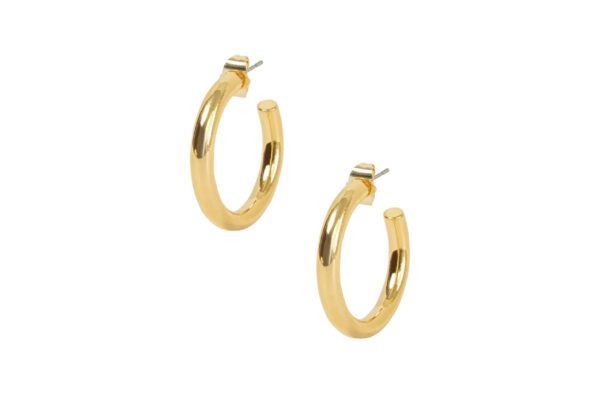18k Hoop Earrings,Radiant Elegance: gold dainty hoops- Timeless Glamour, Everyday Luxury, and Effortless Style in One Stunning Pair! | 5 mm Thick Gold Plated Hoops - Image 5