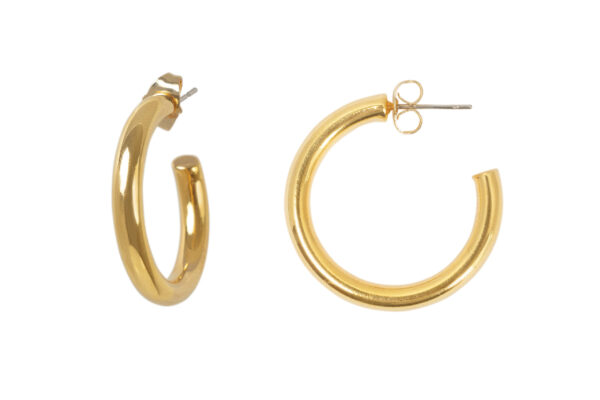 18k Hoop Earrings,Radiant Elegance: gold dainty hoops- Timeless Glamour, Everyday Luxury, and Effortless Style in One Stunning Pair! | 5 mm Thick Gold Plated Hoops