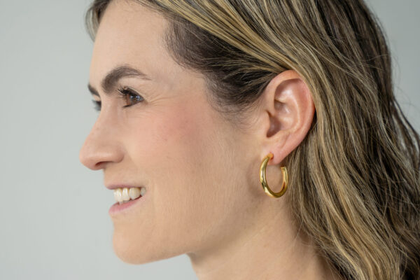 18k Hoop Earrings,Radiant Elegance: gold dainty hoops- Timeless Glamour, Everyday Luxury, and Effortless Style in One Stunning Pair! | 5 mm Thick Gold Plated Hoops - Image 9
