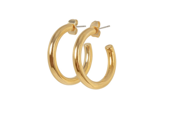 18k Hoop Earrings,Radiant Elegance: gold dainty hoops- Timeless Glamour, Everyday Luxury, and Effortless Style in One Stunning Pair! | 5 mm Thick Gold Plated Hoops - Image 6
