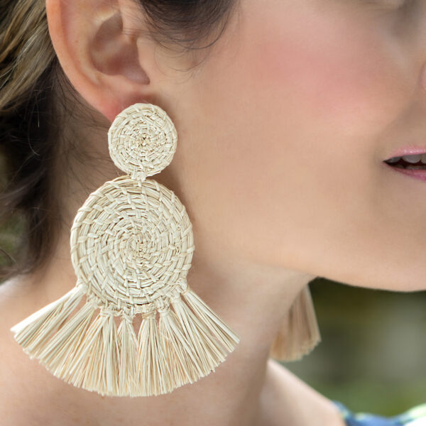 Handmade iraca raffia earrings - Infinity - Image 3