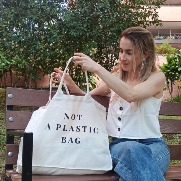 Sustainable Large Tote Bag Made with Recycled Cotton and Polyester - Image 8