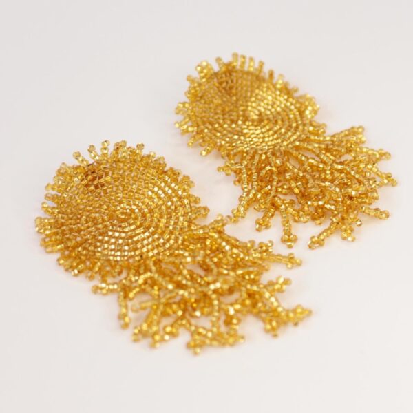 Handmade beaded earrings - Goldy - Image 3