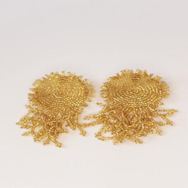 Handmade beaded earrings - Goldy - Image 4