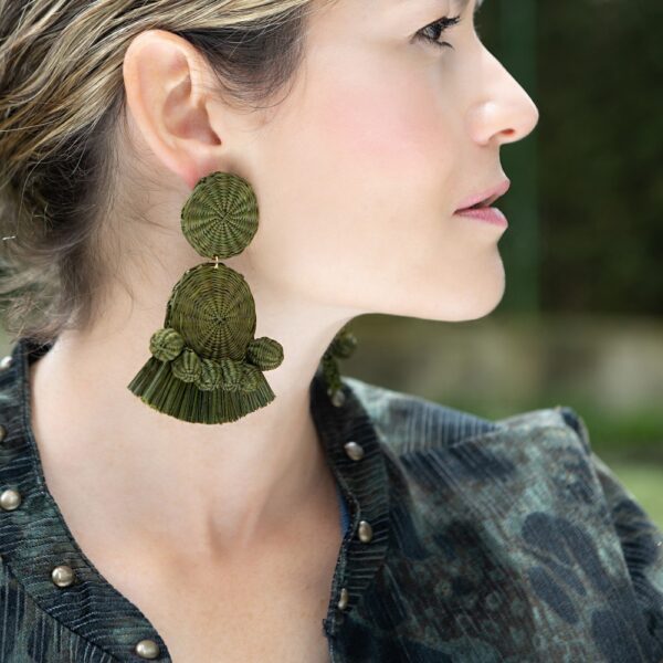 Handmade iraca earrings - Queen - Image 5