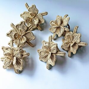 Orchid napkin rings made in iraca