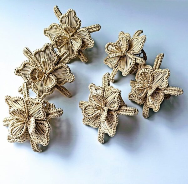 Orchid napkin rings made in iraca